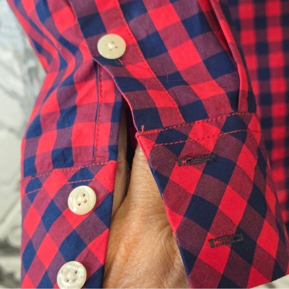 Vineyard Vines Gingham Checkered Print Classic Button Down Top Women's Size 00 - Picture 5 of 11